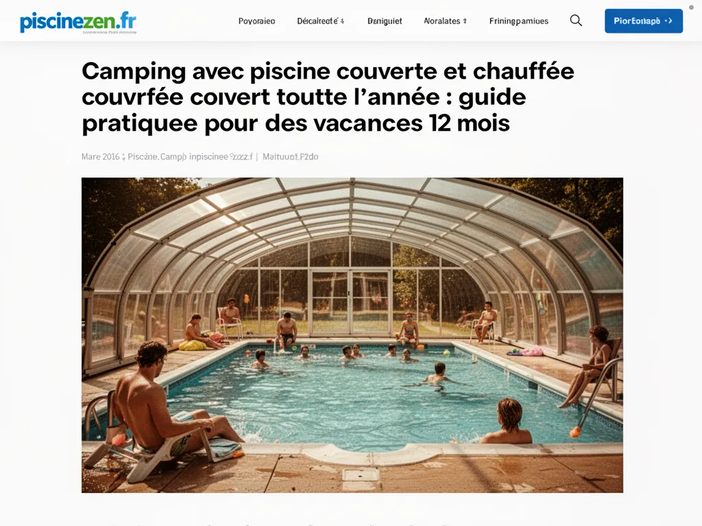 Camping avec piscine couverte et chauffée ouvert toute l'année : guide pratique pour des vacances 12 mois