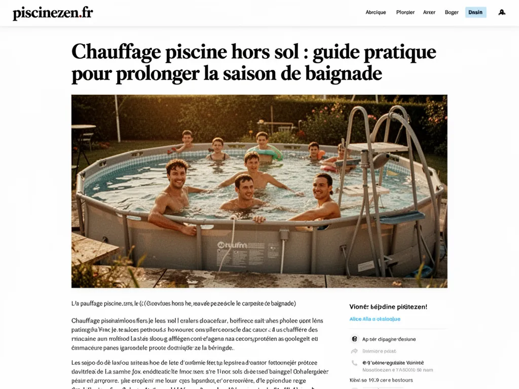 Chauffage piscine hors sol : guide pratique pour prolonger la saison de baignade