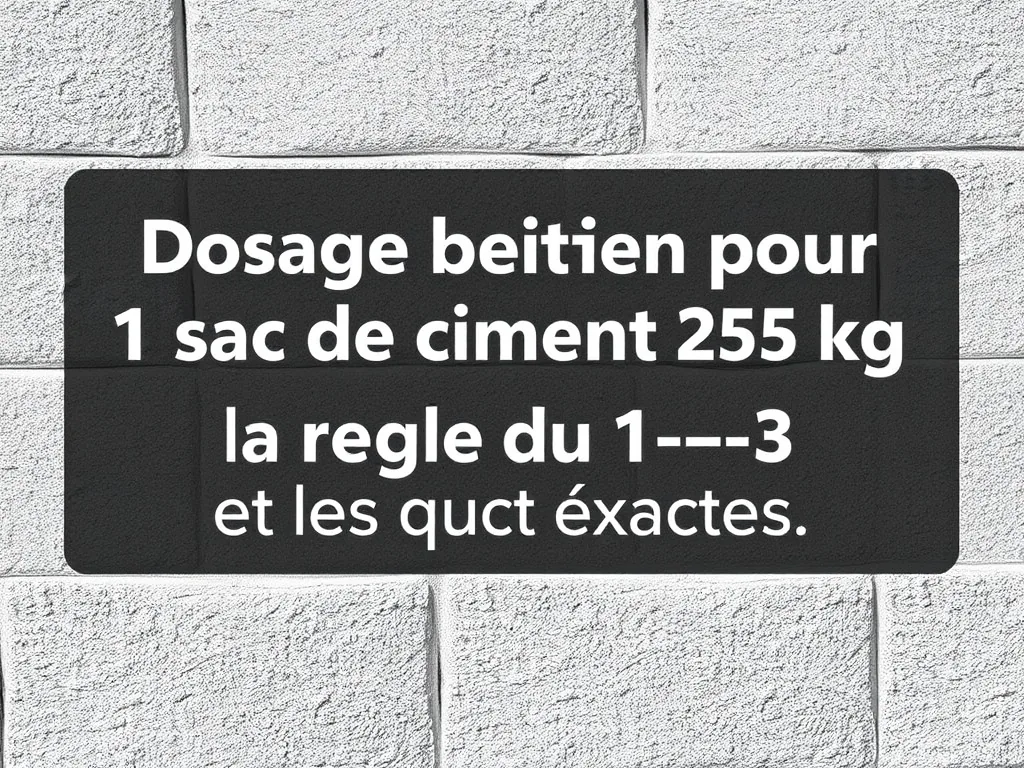 Dosage béton pour 1 sac de ciment 25 kg : la règle du 1-2-3 et les quantités exactes