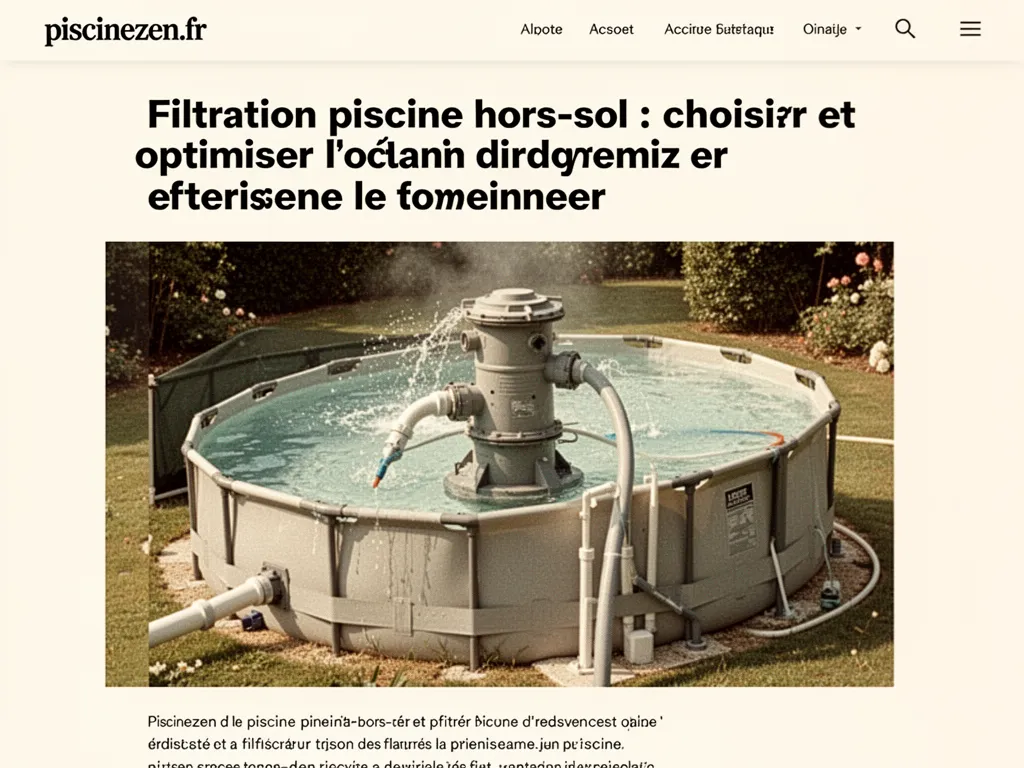 Filtration piscine hors-sol : choisir et optimiser