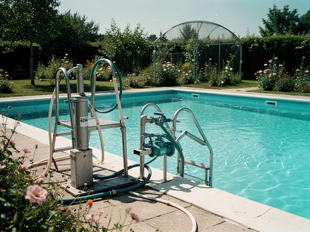 Abri de piscine télescopique en aluminium installé au-dessus d’un bassin enterré dans un jardin