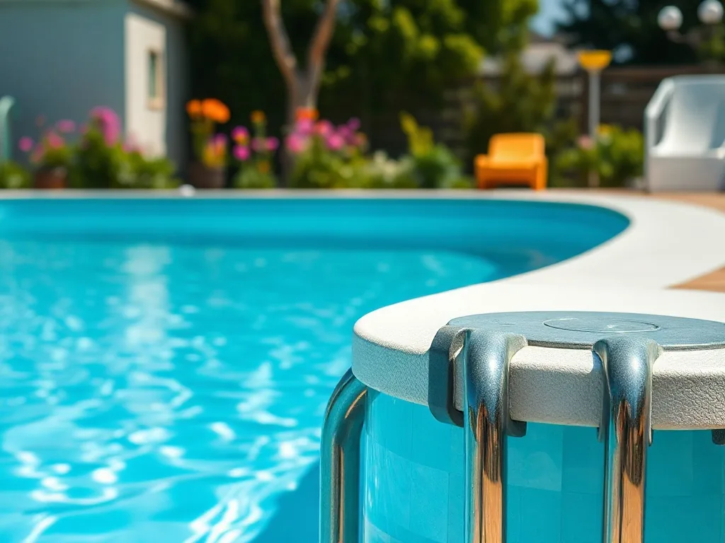Piscine à débordement en béton armé avec une eau limpide, entourée d'une terrasse en bois exotique et d'un jardin paysager