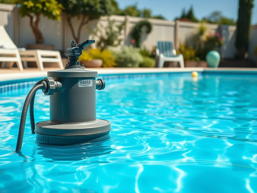 Tas de sable de filtration usagé déposé sur une bâche à côté d'un local technique de piscine